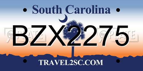 BZX2275 South Carolina License Plate