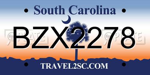 BZX2278 South Carolina License Plate