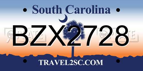 BZX2728 South Carolina License Plate