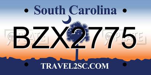 BZX2775 South Carolina License Plate