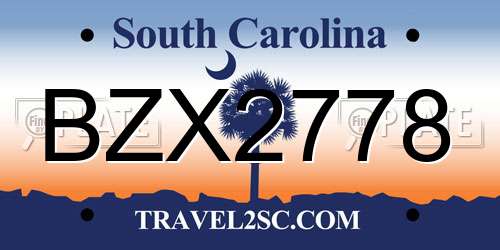 BZX2778 South Carolina License Plate