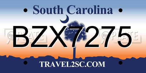 BZX7275 South Carolina License Plate
