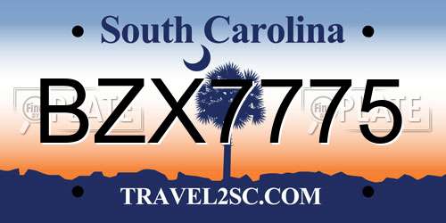 BZX7775 South Carolina License Plate
