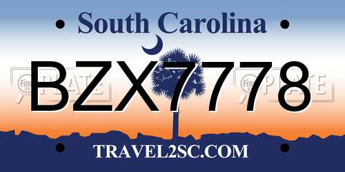 BZX7778 South Carolina License Plate
