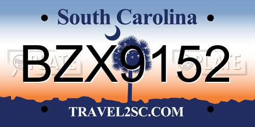 BZX9152 South Carolina License Plate