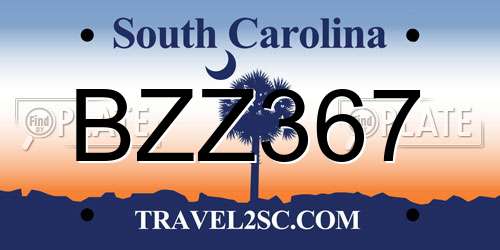 BZZ367 South Carolina License Plate