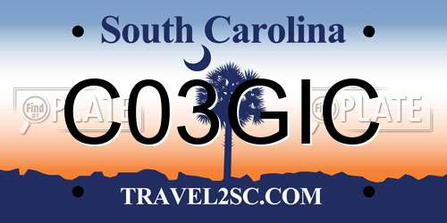 C03GIC South Carolina License Plate