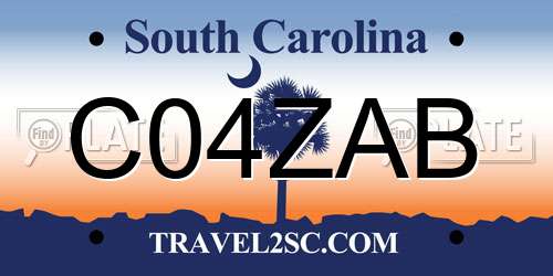 C04ZAB South Carolina License Plate