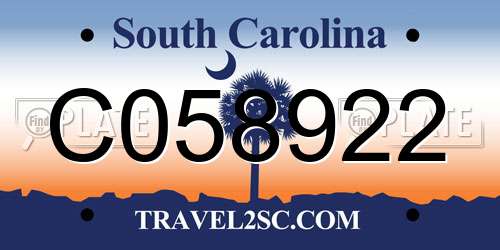 C058922 South Carolina License Plate