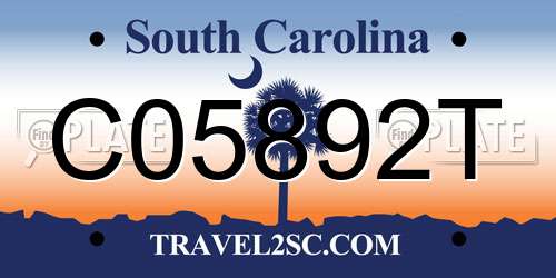 C05892T South Carolina License Plate