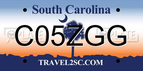 C05ZGG South Carolina License Plate