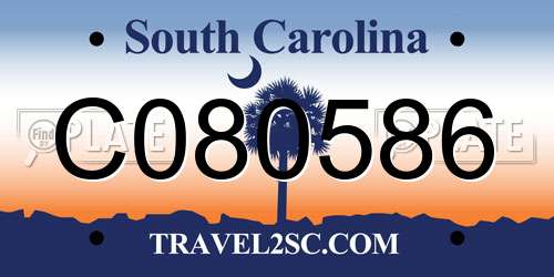 C080586 South Carolina License Plate