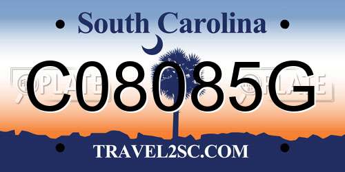C08085G South Carolina License Plate