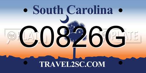 C0826G South Carolina License Plate