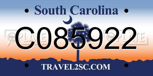 C085922 South Carolina License Plate