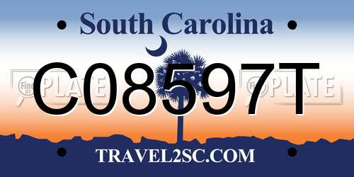 C08597T South Carolina License Plate