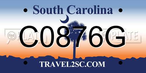 C0876G South Carolina License Plate