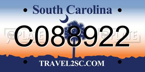 C088922 South Carolina License Plate