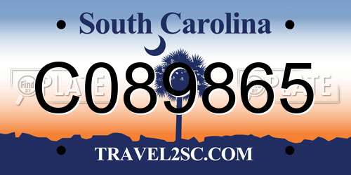 C089865 South Carolina License Plate