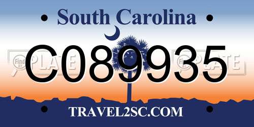 C089935 South Carolina License Plate