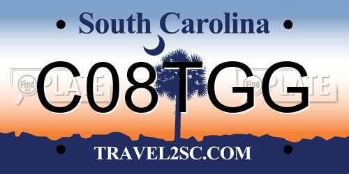 C08TGG South Carolina License Plate