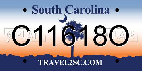 C11618O South Carolina License Plate
