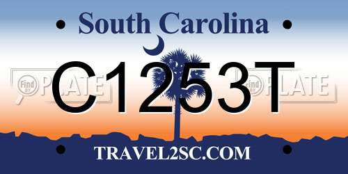 C1253T South Carolina License Plate