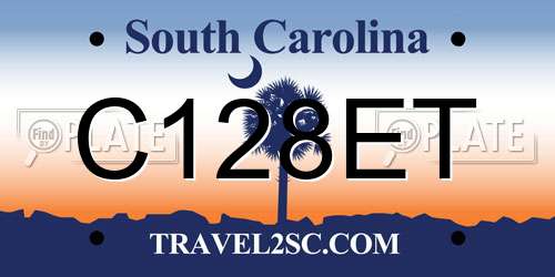 C128ET South Carolina License Plate