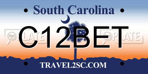 C12BET South Carolina License Plate