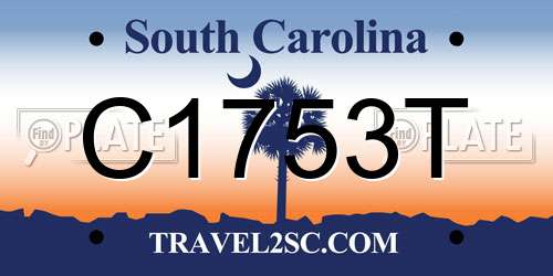 C1753T South Carolina License Plate
