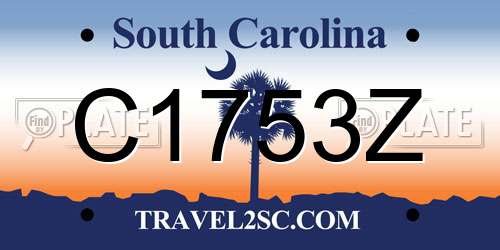 C1753Z South Carolina License Plate