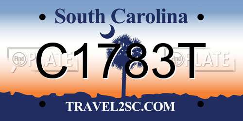 C1783T South Carolina License Plate
