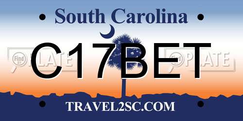 C17BET South Carolina License Plate