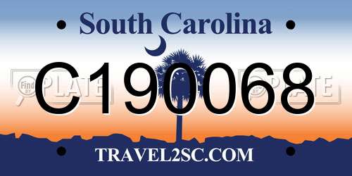 C190068 South Carolina License Plate