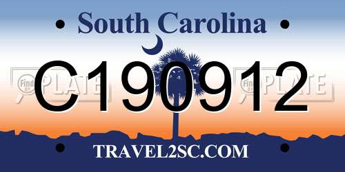 C190912 South Carolina License Plate
