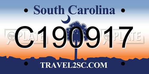 C190917 South Carolina License Plate