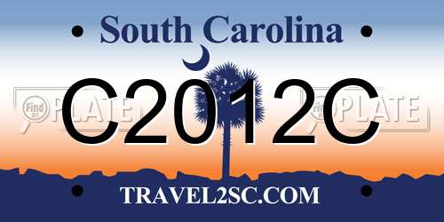 C2012C South Carolina License Plate