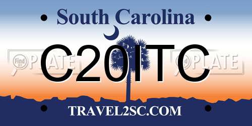 C20ITC South Carolina License Plate