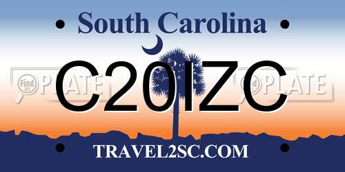 C20IZC South Carolina License Plate