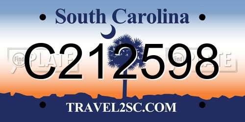 C212598 South Carolina License Plate