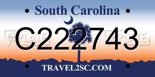 C222743 South Carolina License Plate