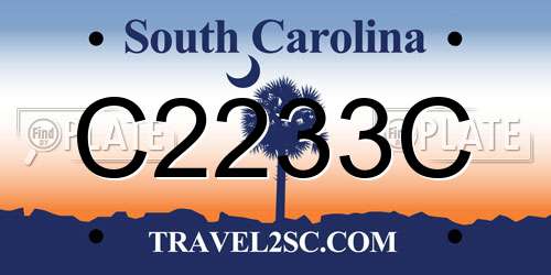 C2233C South Carolina License Plate