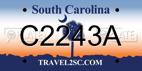 C2243A South Carolina License Plate