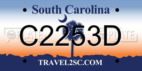 C2253D South Carolina License Plate