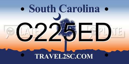 C225ED South Carolina License Plate