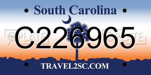 C226965 South Carolina License Plate