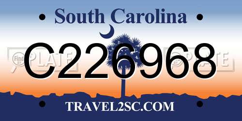 C226968 South Carolina License Plate