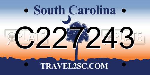 C227243 South Carolina License Plate