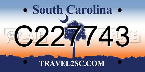C227743 South Carolina License Plate