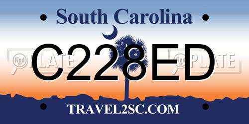 C228ED South Carolina License Plate